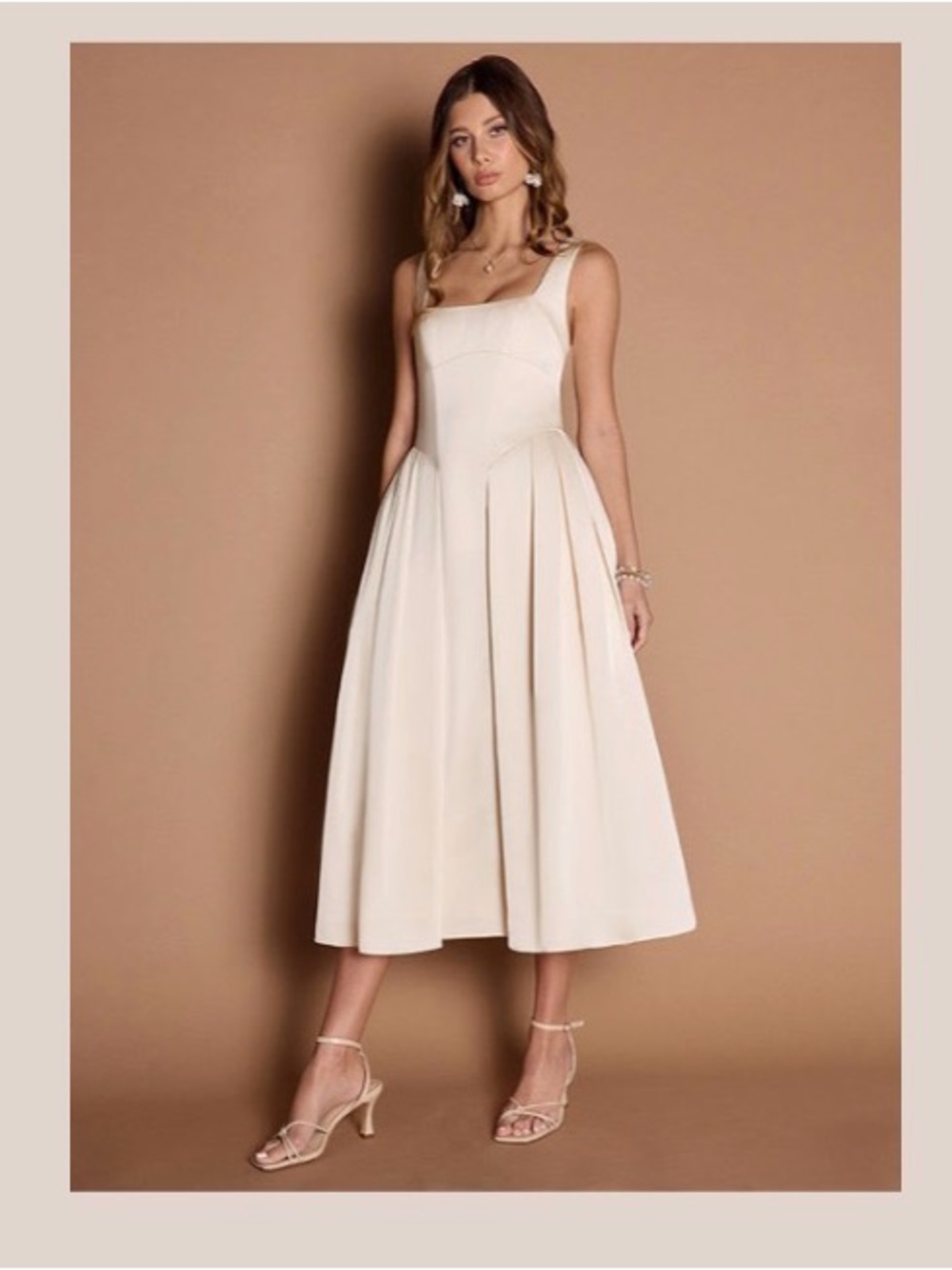 Azazie Cream Midi Dress